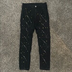 Men’s Black Splatter Paint Jeans